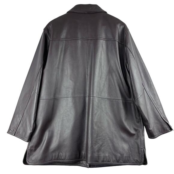 90 Y2K Centigrade Dark Brown Leather Jacket Women 1X Mid Length Satin Lined READ - Picture 3 of 16